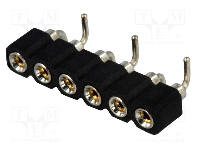 Socket; pin strips; female; PIN: 6; turned contacts; vertical; SMT