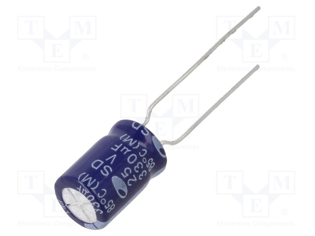 Capacitor: electrolytic; THT; 330uF; 25VDC; Ø8x11.5mm; ±20%; 2000h