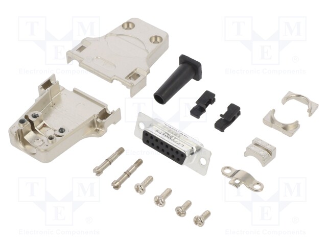 D-Sub; PIN: 15; female; shielded,with strain relief; straight