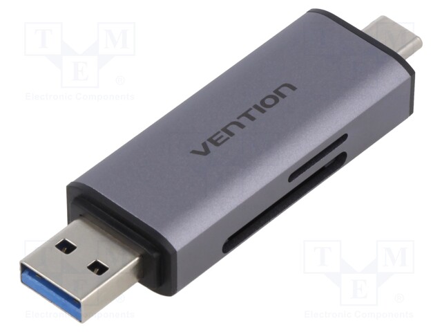 Card reader: memory; USB A plug,USB C plug; OTG,USB 3.0; grey
