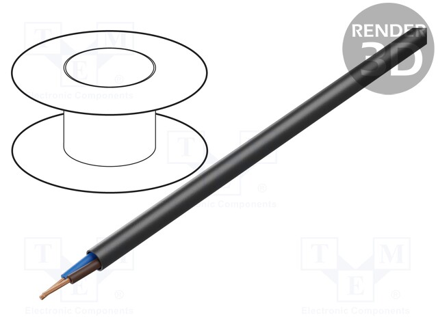 Wire; H07RN-F; stranded; Cu; 2x4mm2; rubber; black; 450/750V