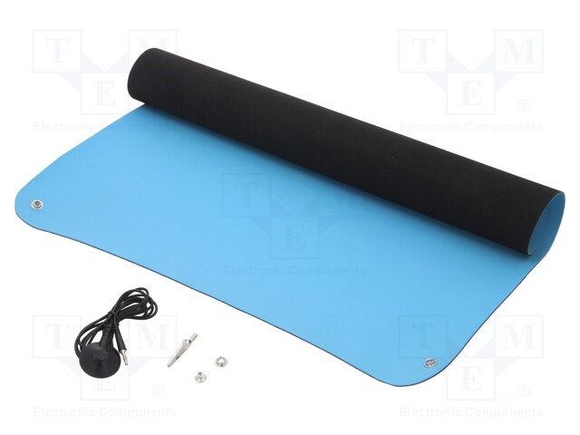 Bench mat; ESD; Dim: 600x600mm; D: 2mm; blue (bright)