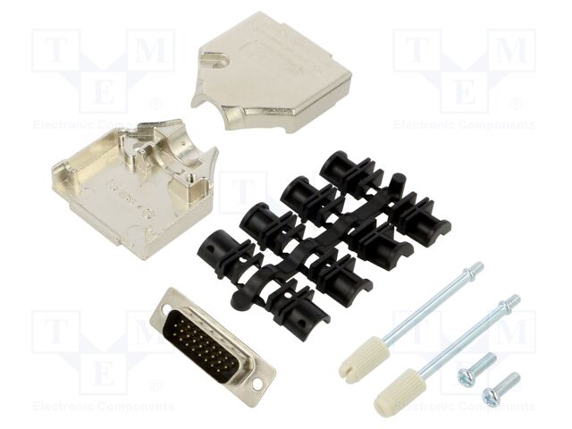 D-Sub HD; PIN: 26; plug; male; for cable; straight; soldering