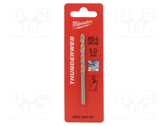 Drill bit; for metal; Ø: 5mm; high speed steel grounded HSS-G