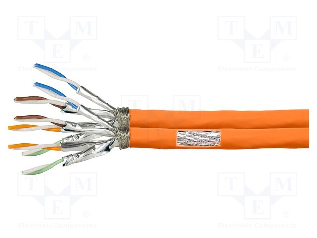 Wire; S/FTP; 2x4x2x23AWG; 7; wire; Cu; LSZH; orange; 100m; CPR: Dca