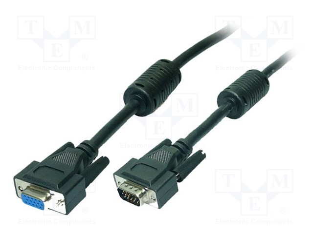 Cable; D-Sub 15pin HD plug,D-Sub 15pin HD socket; black; 1.8m