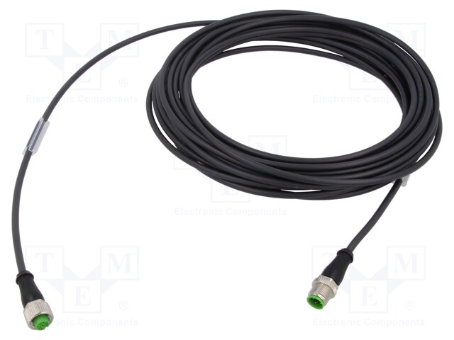 Connection lead; M12; PIN: 4; 15m; plug; 250VAC; 4A; -5÷80°C; PVC