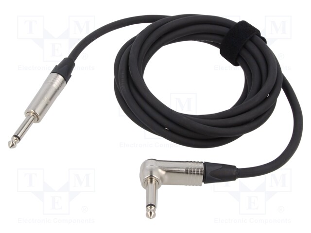 Cable; Jack 6,3mm 2pin plug,Jack 6.3mm 2pin angled plug; 9m