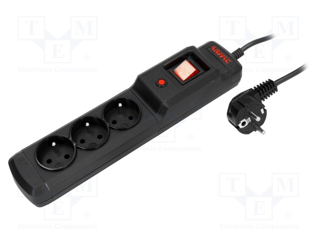 Plug socket strip: protective; Sockets: 3; 250VAC; 10A