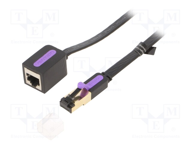 Extension lead; S/FTP; 7; stranded; Cu; PVC; black; 8m; 30AWG