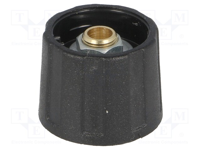 Knob; without pointer; ABS; Shaft d: 6.35mm; Ø20x15.5mm; black