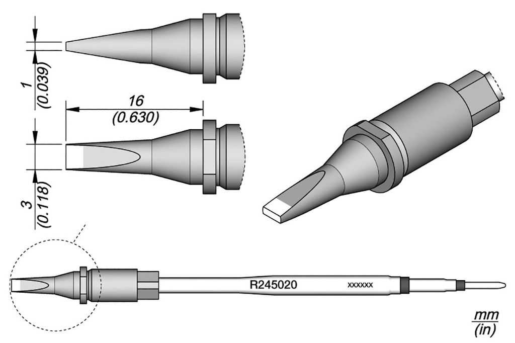 Tip; chisel; 3x1mm