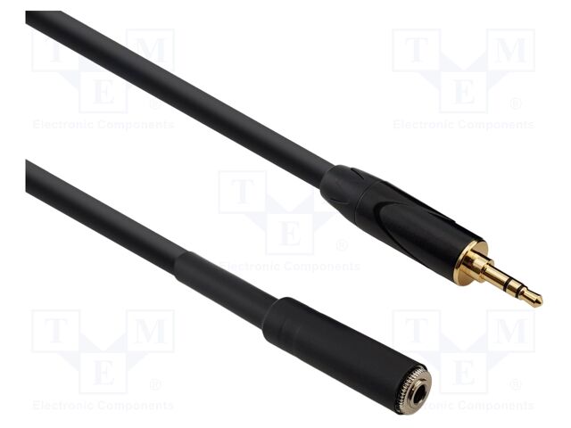 Cable; Jack 3.5mm socket,Jack 3.5mm plug; 1.5m; black; PVC
