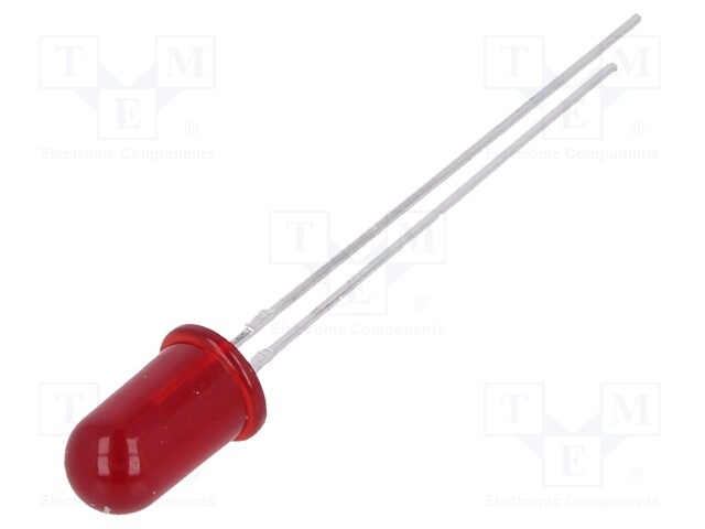 LED; 5mm; red; 1.3÷3mcd; 65°; Front: convex