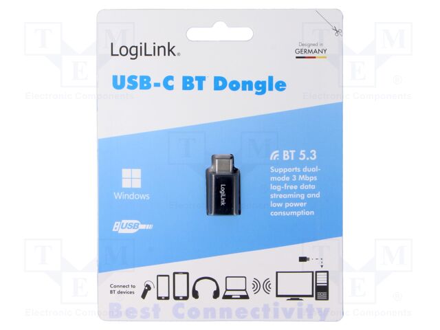 BT adapter; USB C plug; Bluetooth 5.3 + EDR; USB; 3Mbps; 20m