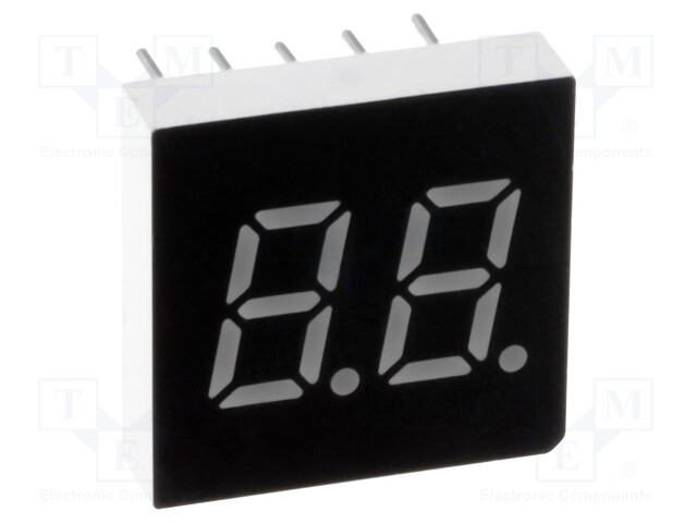 Display: LED; 7-segment; 7.62mm; 0.3"; No.char: 2; green; 3mcd