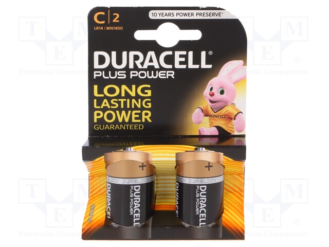 Battery: alkaline; 1.5V; C; PLUS; Batt.no: 2; non-rechargeable