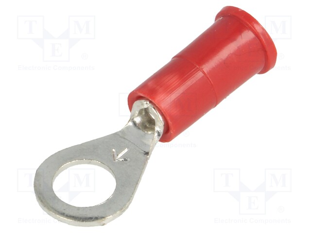 Ring terminal; M4,5; Ø: 4.98mm; crimped; for cable; insulated; red