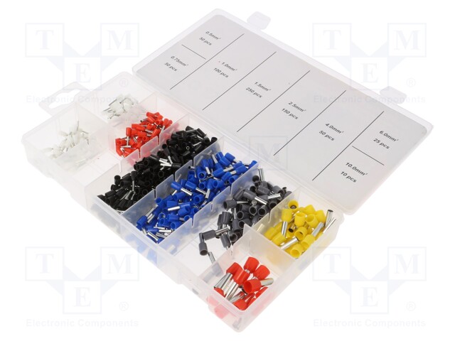 Kit: bootlace ferrules; insulated; crimped; for cable; 685pcs.