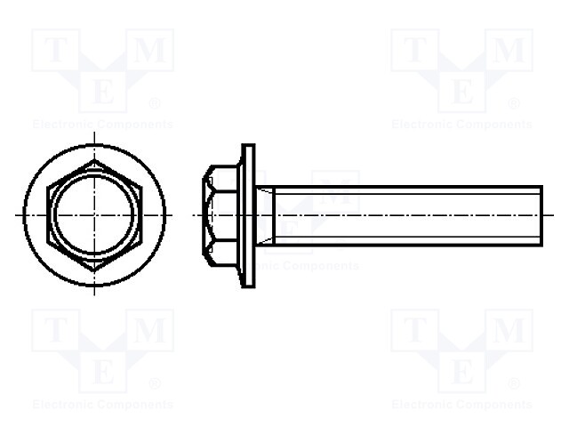 Screw; with flange; M4x12; Head: hexagonal; none; steel; zinc
