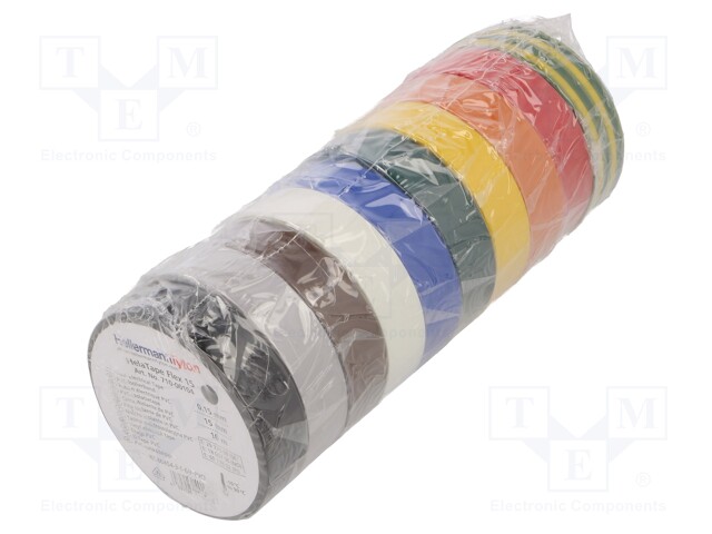Tape: electrical insulating; W: 15mm; L: 10m; Thk: 0.15mm; PVC film