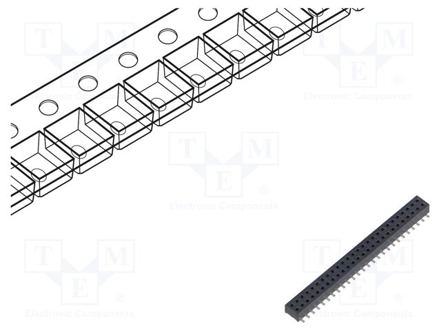 Connector: pin strips; female; PIN: 52; 1.27mm; gold-plated; SMT