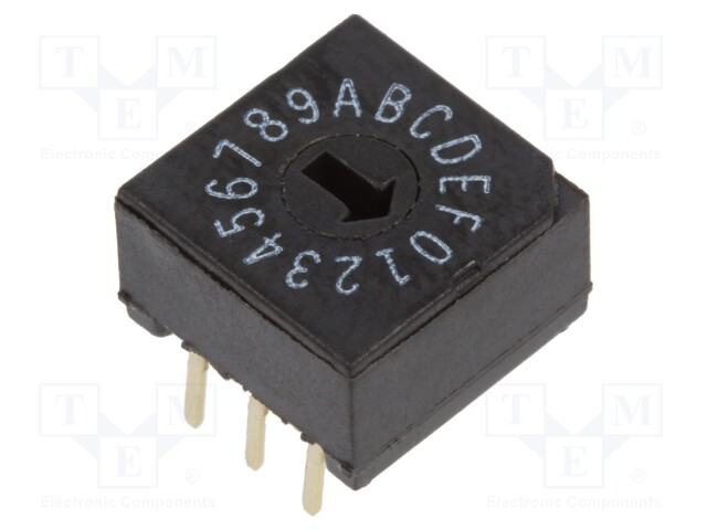 Rotary Coded Switch, Through Hole, 16 Position, 20 VDC, BCD, 20 mA
