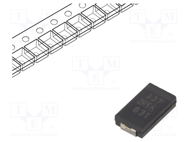 Capacitor: polymer; 330uF; 2.5VDC; Case: V; 2917; ESR: 6mΩ; SMD; ±20%