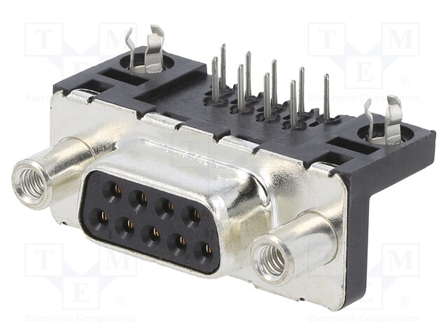 D Sub Connector, Standard, Receptacle, FCI Delta D Series, 9 Contacts, DE, Solder
