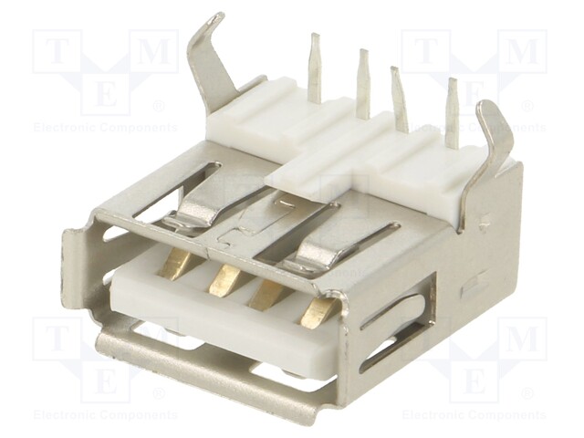 Socket; USB A; on PCBs; THT; PIN: 4; angled 90°; USB 2.0; 1A; 30V