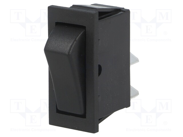 ROCKER; SPST; Pos: 2; OFF-ON; 16A/250VAC; black; none; Body: black