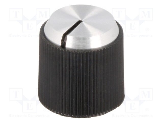 Knob; with pointer; aluminium,thermoplastic; Shaft d: 4mm; black