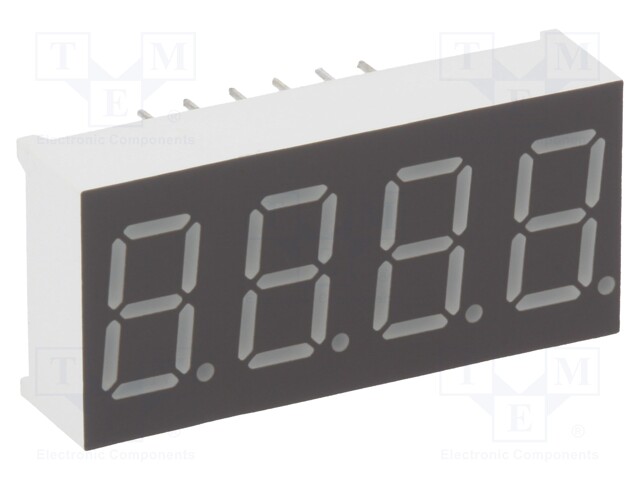 Display: LED; 7-segment; 9.2mm; 0.36"; No.char: 4; red; 33÷66mcd