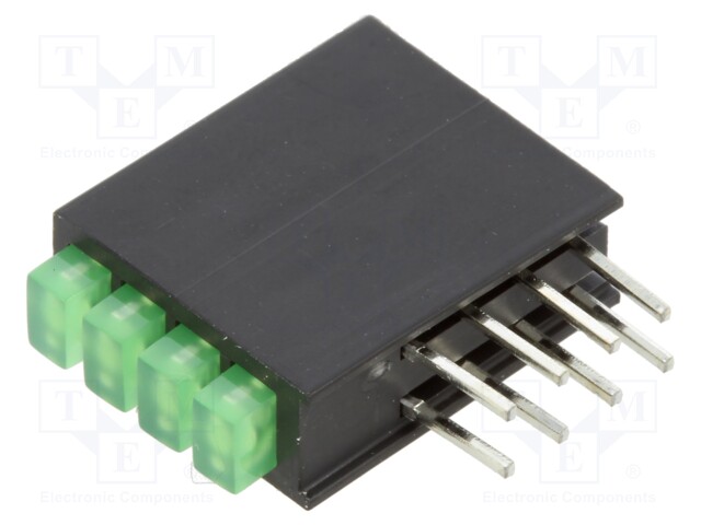 LED; green; No.of diodes: 4; 2mA; Lens: diffused; 100°; 2.1÷2.8V