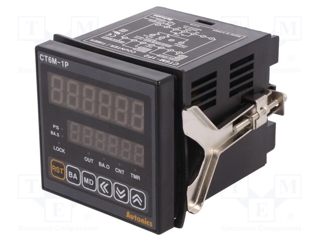 Counter: electronical; 2x LED; time/pulses; SPDT; IN 1: NPN,PNP