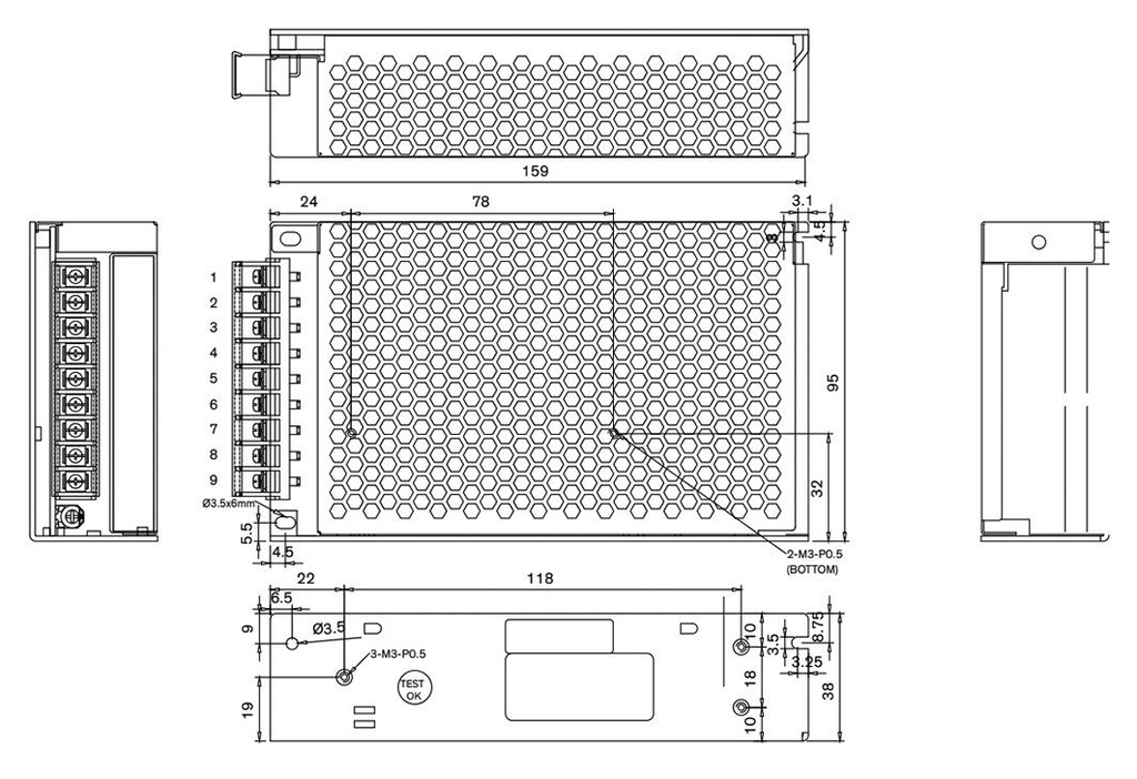 Power supply: switched-mode; modular; 110W; 48VDC; 2.3A; OUT: 1