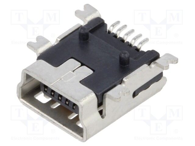 Socket; USB B mini; SMT; PIN: 5; horizontal; USB 2.0; 1A