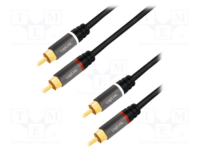 Cable; RCA plug,both sides; 7.5m; Plating: gold-plated; black