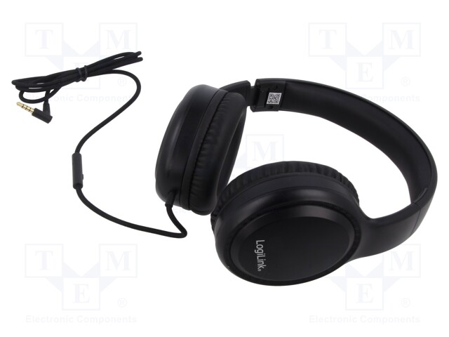 Headphones with microphone; black; Jack 3,5mm; 1.2m; 100÷10000Hz
