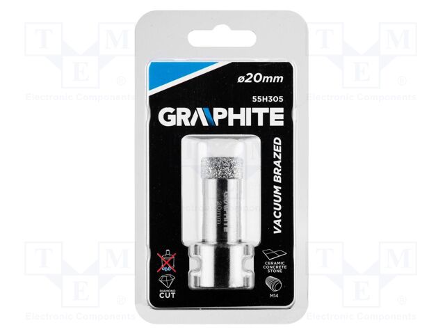 Diamond hole saw; 20mm; glaze,ceramic tile; Thread: M14