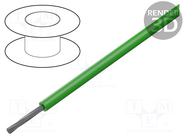 Wire; stranded; Cu; 6AWG; PVC; green; 600V; CPR: no classification