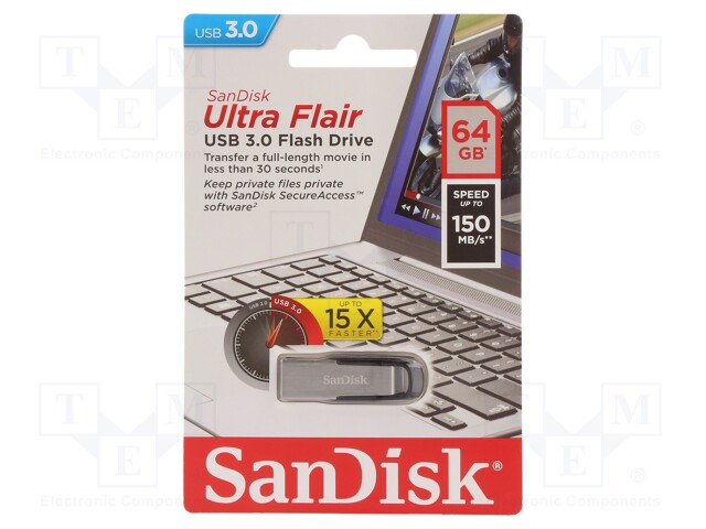 Pendrive; USB 3.0; 64GB; 150MB/s; ULTRA FLAIR