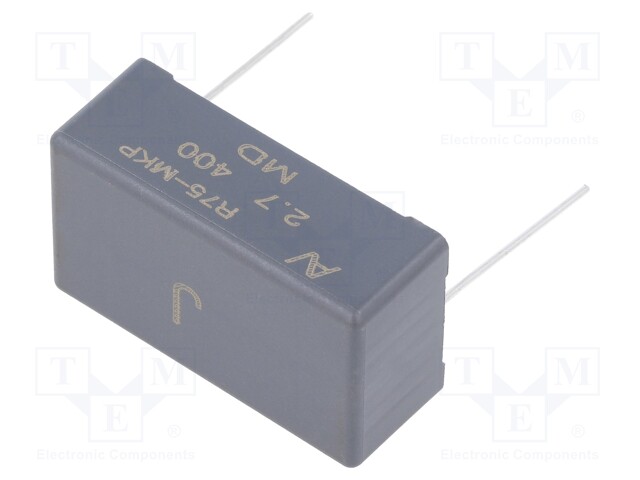 Capacitor: polypropylene; 2.7uF; 37.5mm; ±5%; 41.5x15x24mm; 70V/μs