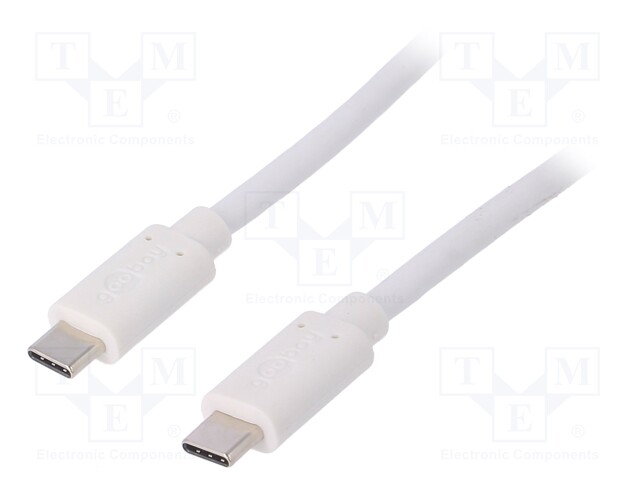 Cable; USB 3.1; both sides,USB C plug; 1m; white; 10Gbps; 60W