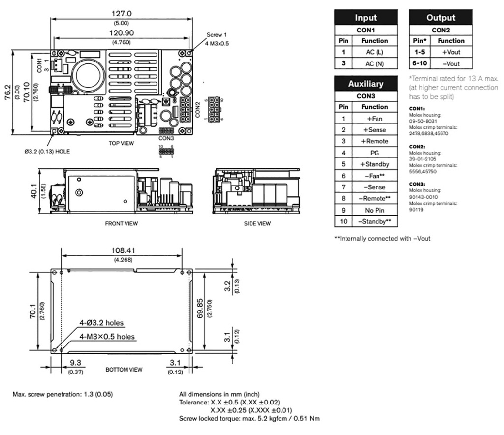 Power supply: switched-mode; modular; 450W; 48VDC; 9.4A; OUT: 1