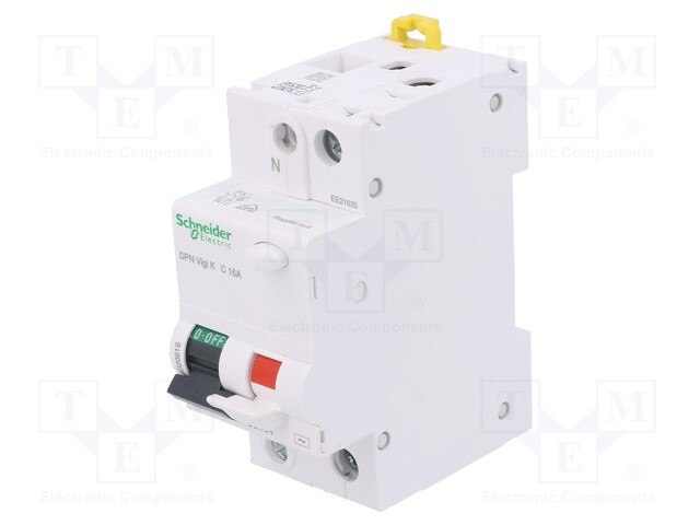 RCBO breaker; Inom: 16A; Ires: 30mA; Max surge current: 250A; DIN