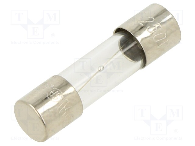 Fuse: fuse; 630mA; 250VAC; glass; 20x5.2mm; brass; bulk