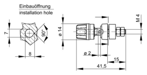 Connector: 4mm banana; socket; 35A; 30VAC; 60VDC; brown; M4