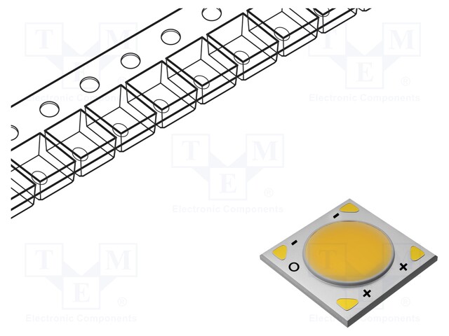 Power LED; COB; white warm; 120°; 700mA; P: 12.8W; 13.5x13.5x1.63mm