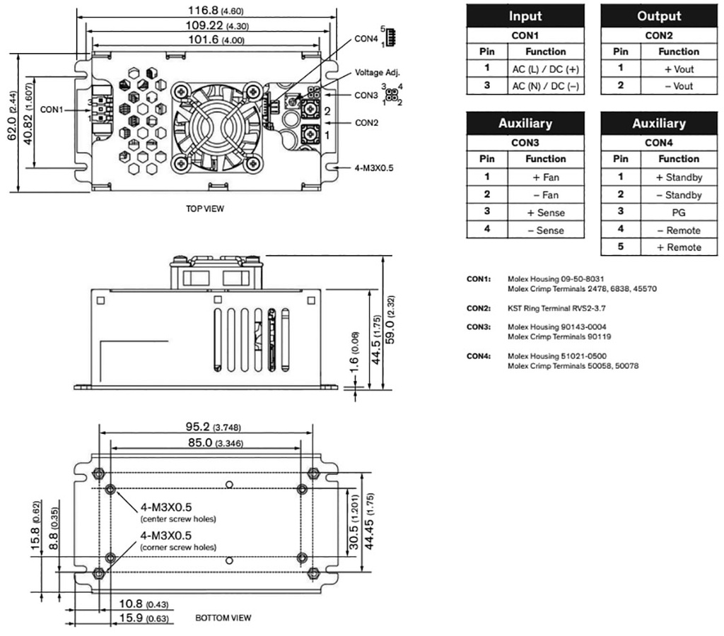 Power supply: switched-mode; modular; 300W; 53VDC; 5.67A; OUT: 1